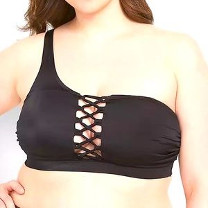 Cacique/Lane Bryant One-Shoulder Lace-up Bikini Top (matching bottom in closet)